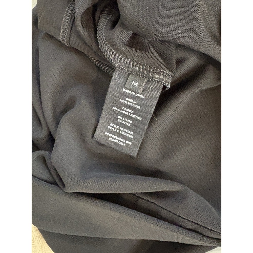 Helmut Lang Womens Medium Lamb Leather Collard Trim Cady Flattering Dress Black - Picture 14 of 16